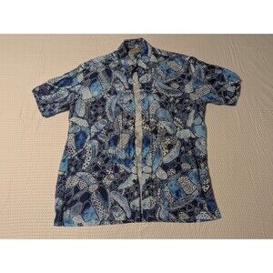 Kenny Flowers Men's Short Sleeve Blue/White Print (Medium) Button Up Shirt